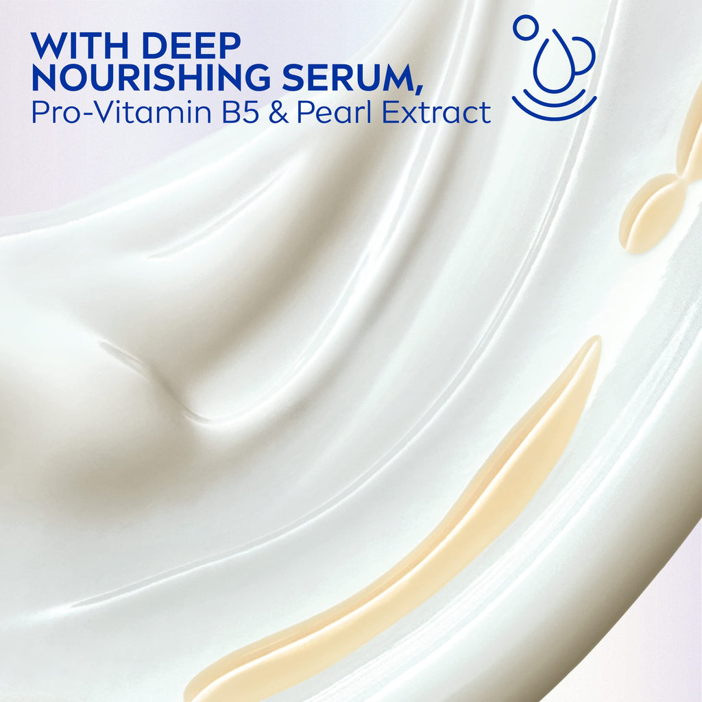 NIVEA Sensitive and Radiant Body Lotion for Sensitive Skin, Hypoallergenic, Fragrance Free Body Lotion for Women with Deep Nourishing Serum, Pearl Extract and Provitamin B5, 16.9 Fl Oz Bottle
