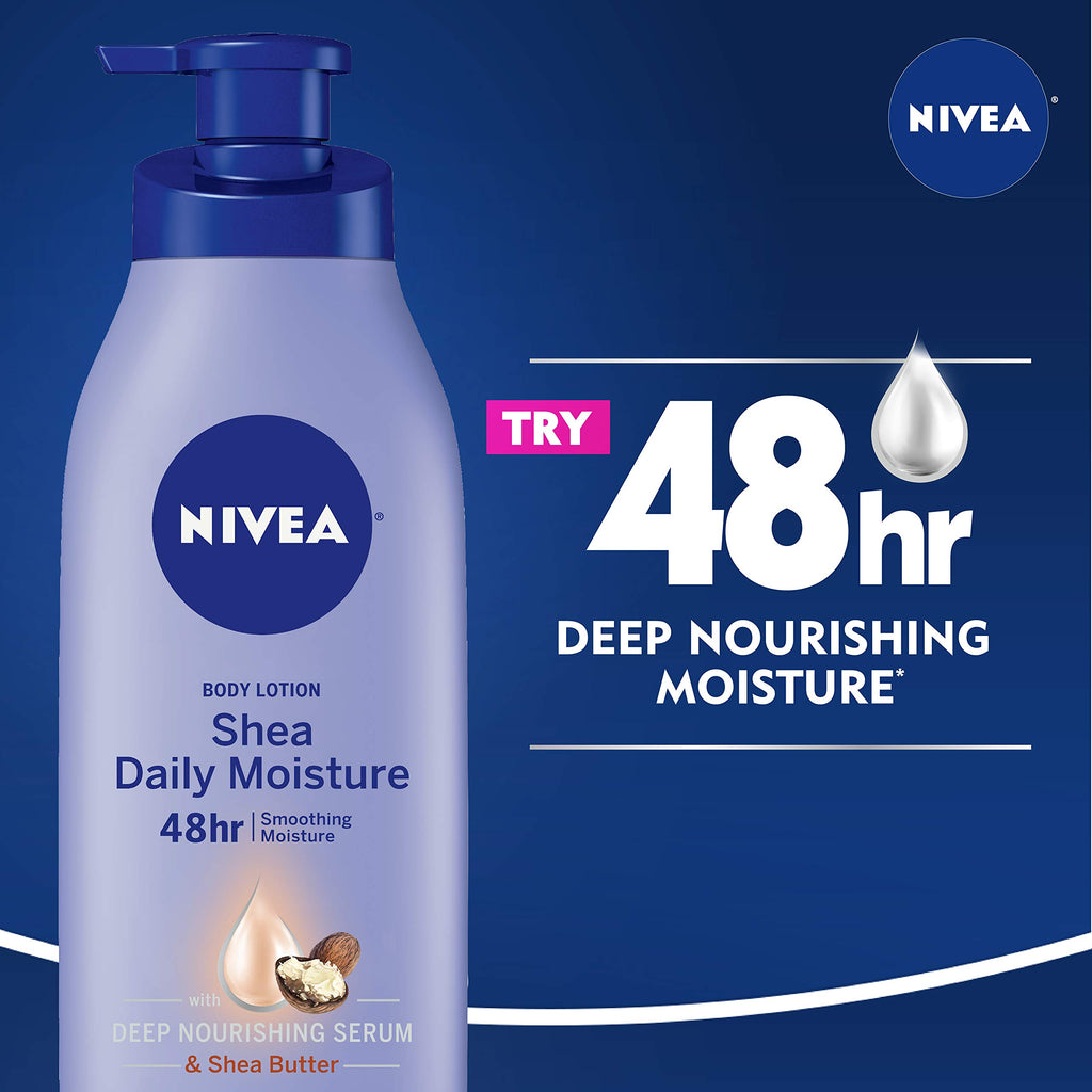 NIVEA Cocoa Butter Body Lotion for Dry Skin with Hyaluronic Acid, Cocoa Butter and Deep Nourishing Serum, 72-Hour Body Moisturizer, 16.9 Fl Oz Pump Bottle