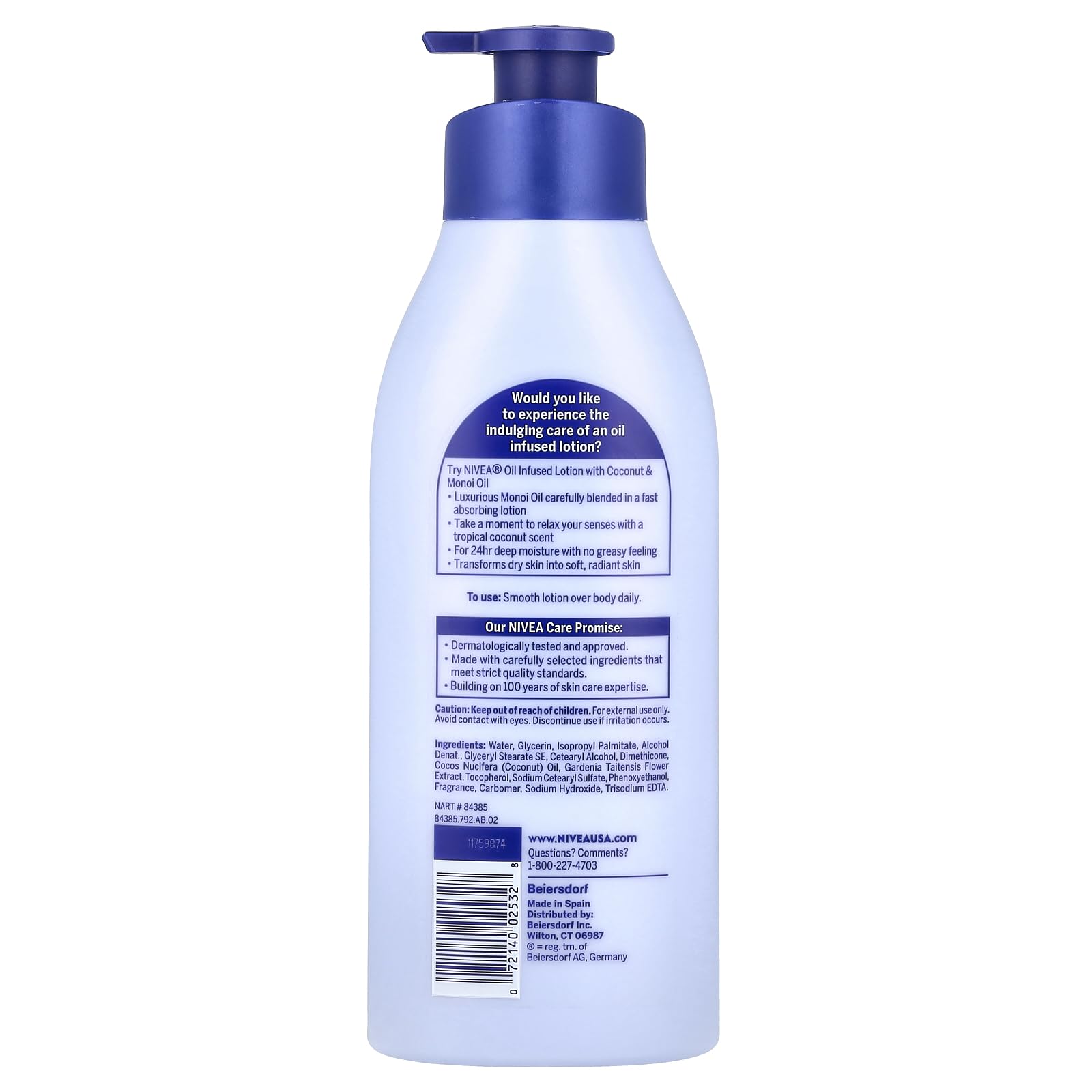 NIVEA Lotion Coconut & Monoi Oil Infused 16.9 Ounce (500ml) (Pack of 3)