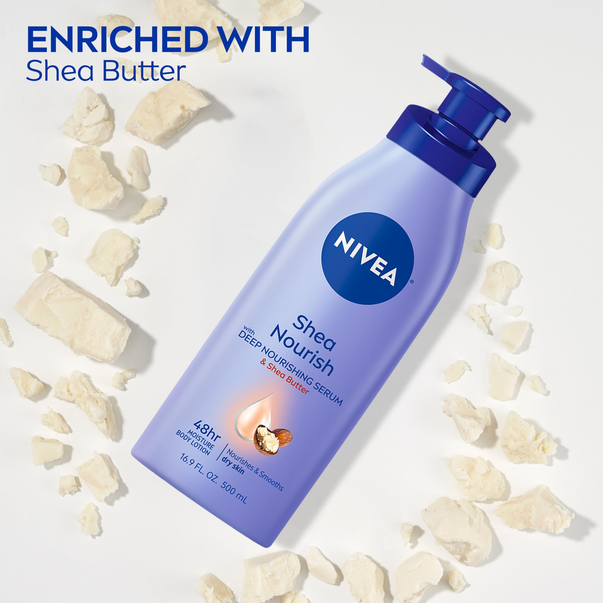 NIVEA Cocoa Butter Body Lotion for Dry Skin with Hyaluronic Acid, Cocoa Butter and Deep Nourishing Serum, 72-Hour Body Moisturizer, 16.9 Fl Oz Pump Bottle