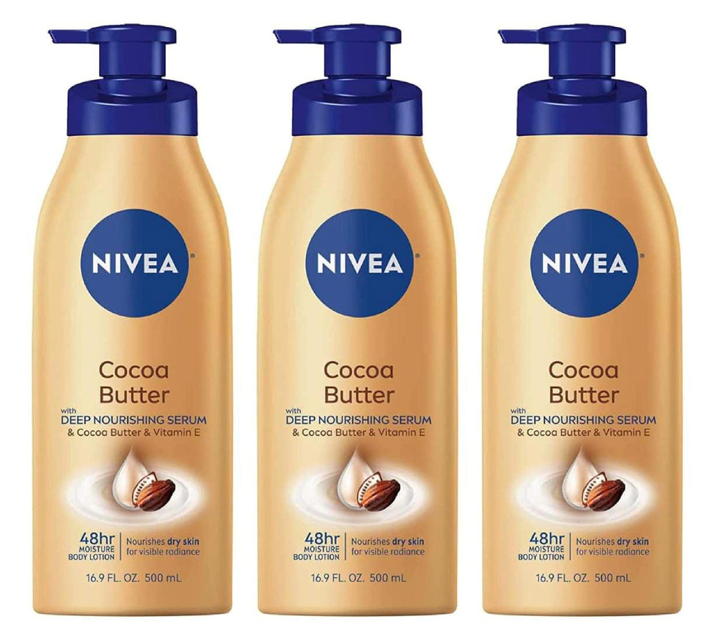 NIVEA Lotion Cocoa Butter 16.9 Ounce Pump (Dry To Very Dry Skin) (500ml) (3 Pack)
