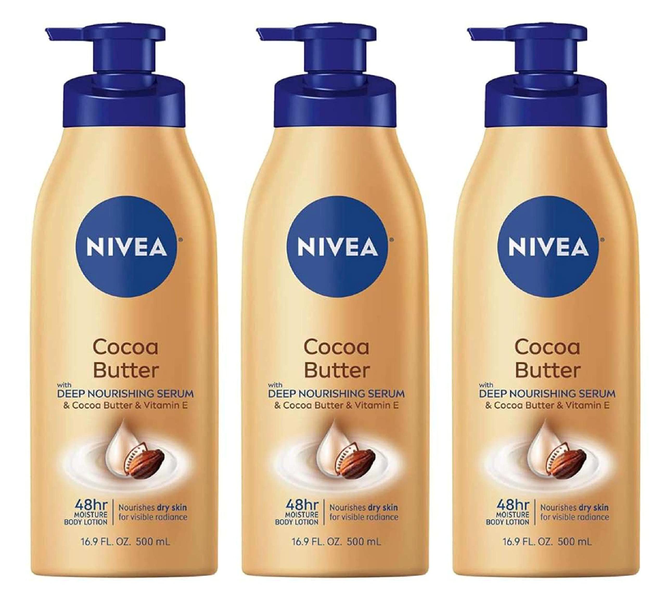 NIVEA Lotion Cocoa Butter 16.9 Ounce Pump (Dry To Very Dry Skin) (500ml) (3 Pack)