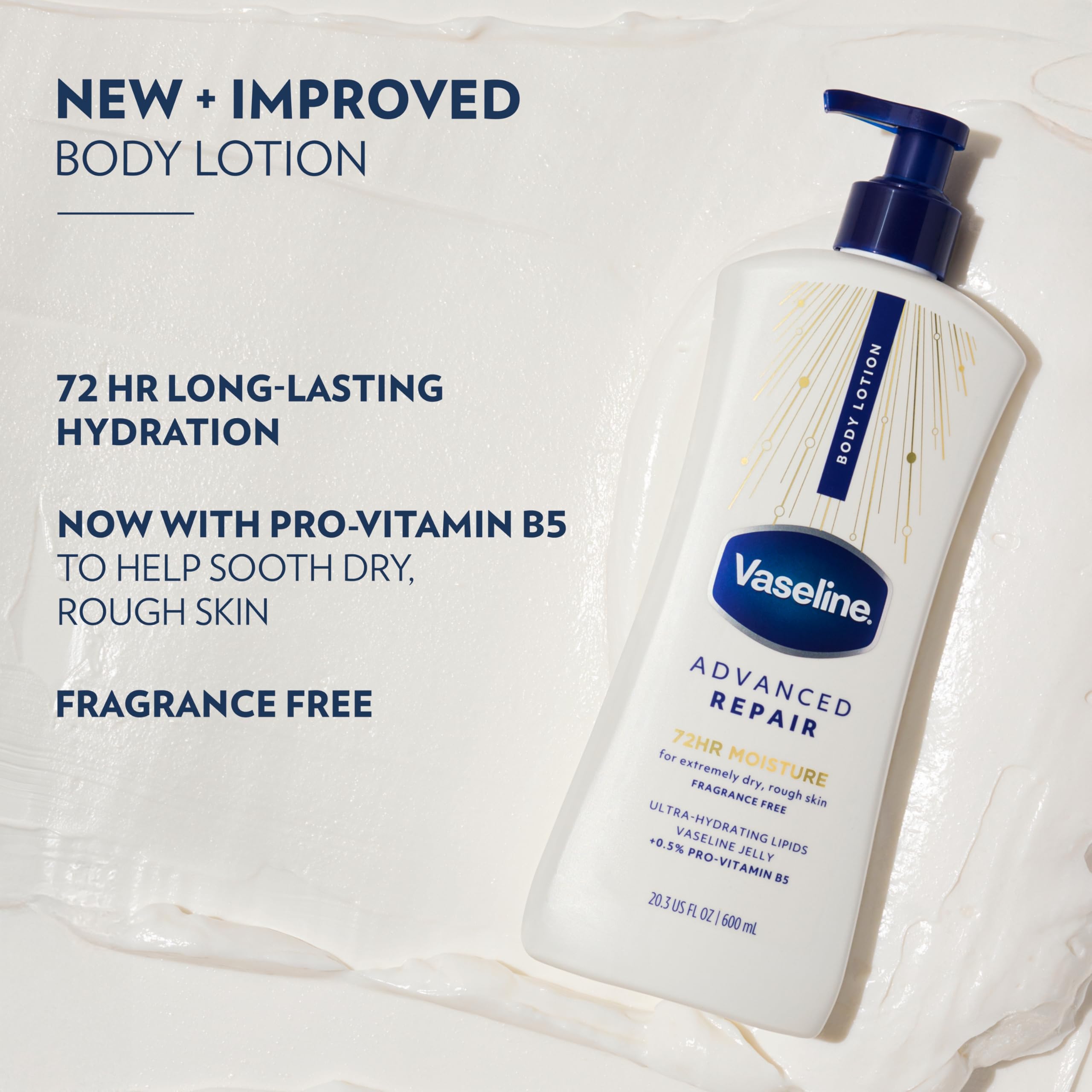 Vaseline Advanced Repair Body Lotion Advanced Repair Unscented for Dry Skin Lotion Made with Ultra-Hydrating Lipids and Vaseline Jelly That Repairs Extremely Dry Skin 20.3 Fl oz