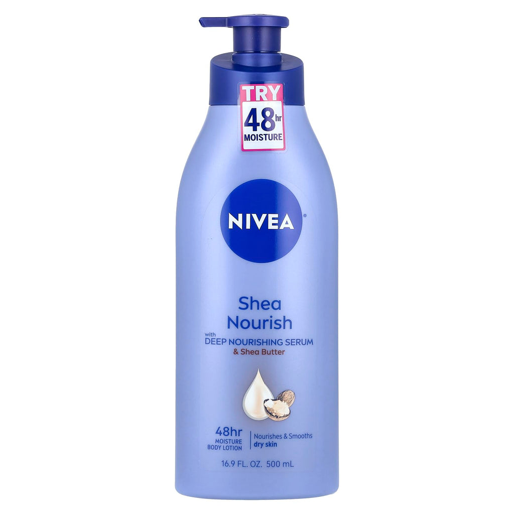 Nivea Shea Daily Moisture Body Lotion 16.9 Ounce Pump (Dry Skin) (500ml) (3 Pack) - Packaging May Vary