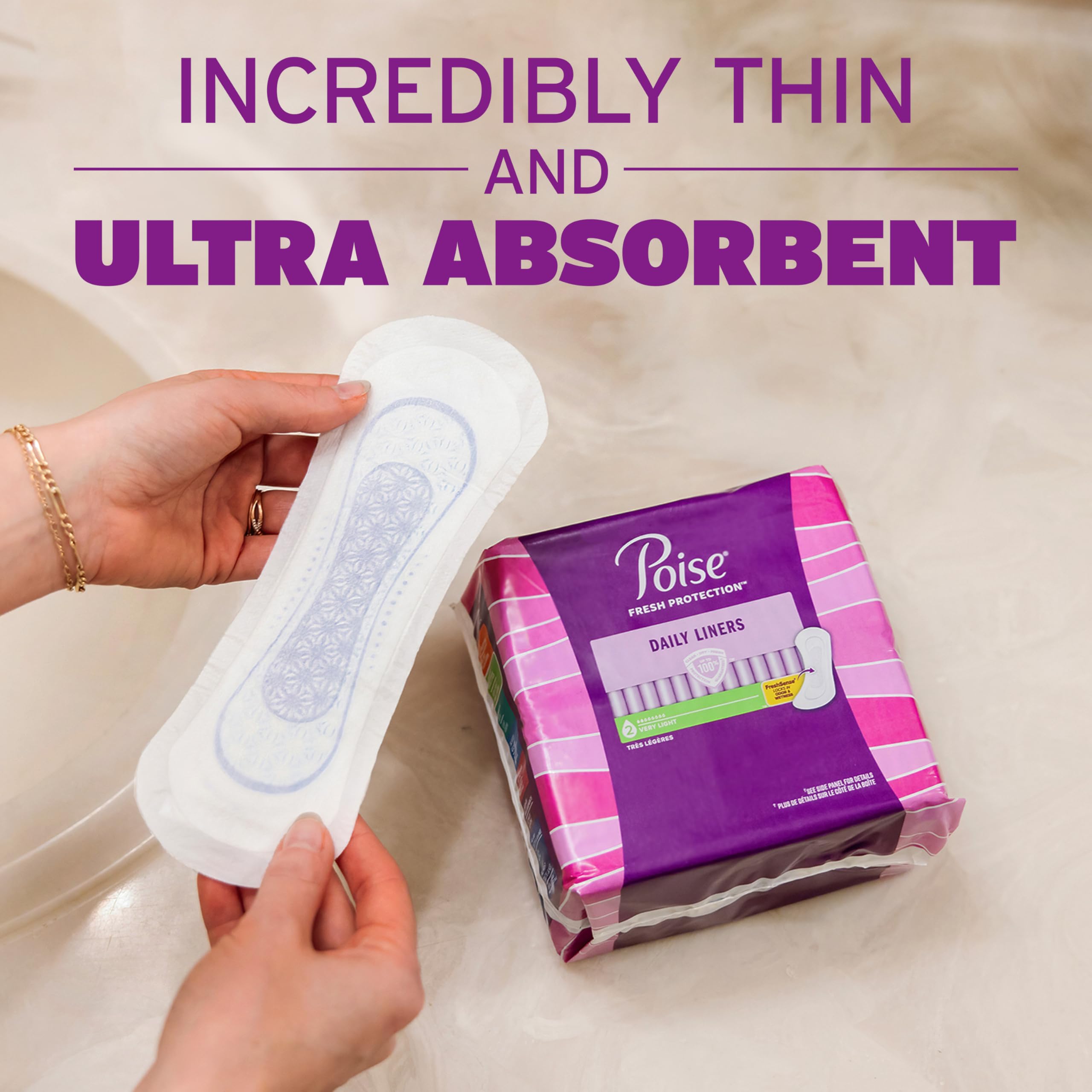 Poise Fresh Protection Female Incontinent Pad Long Length 8.5" L 19308