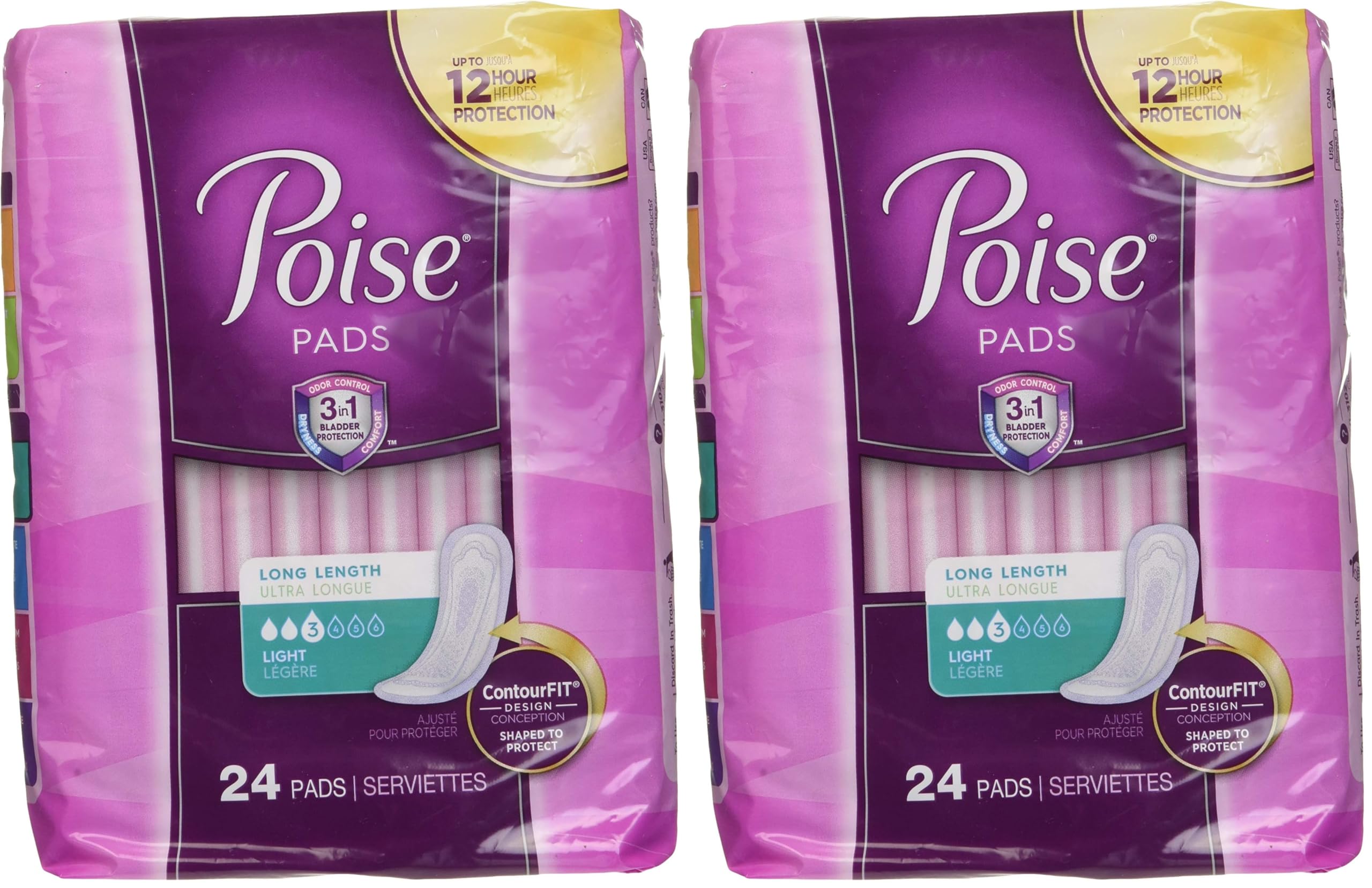 Poise Incontinence Ultra Thins Light Absorbency, 24 Count