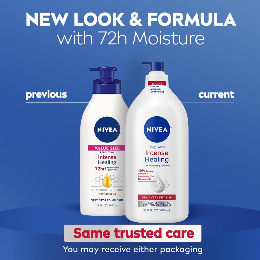 NIVEA Intense Healing Body Lotion for Very Dry, Itchy Skin with Glycerin, Provitamin B5 and Niacinamide