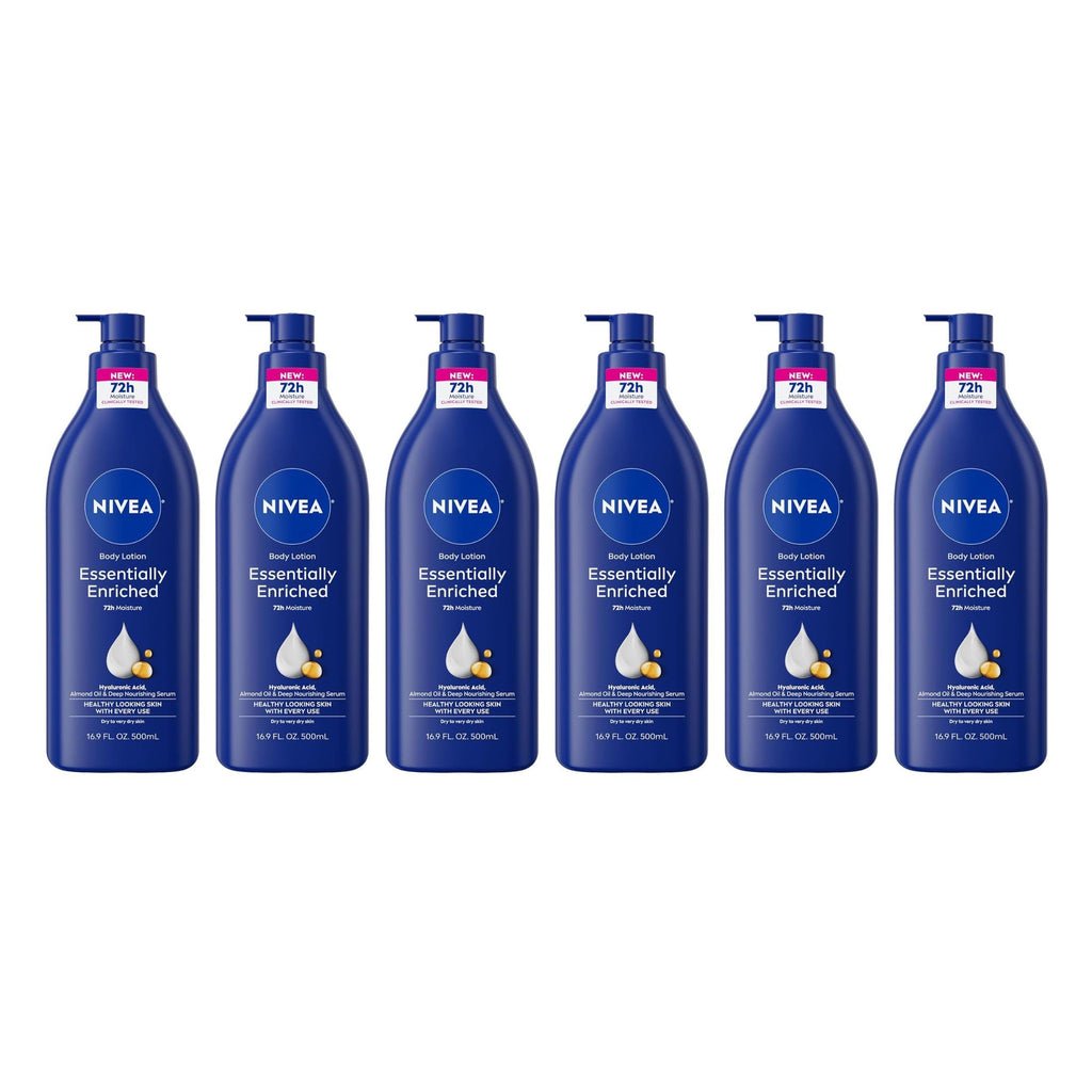 Nivea Lotion Essentially Enriched 16.9 Ounce Pump (Very Dry Skin) (500ml) (6 Pack)