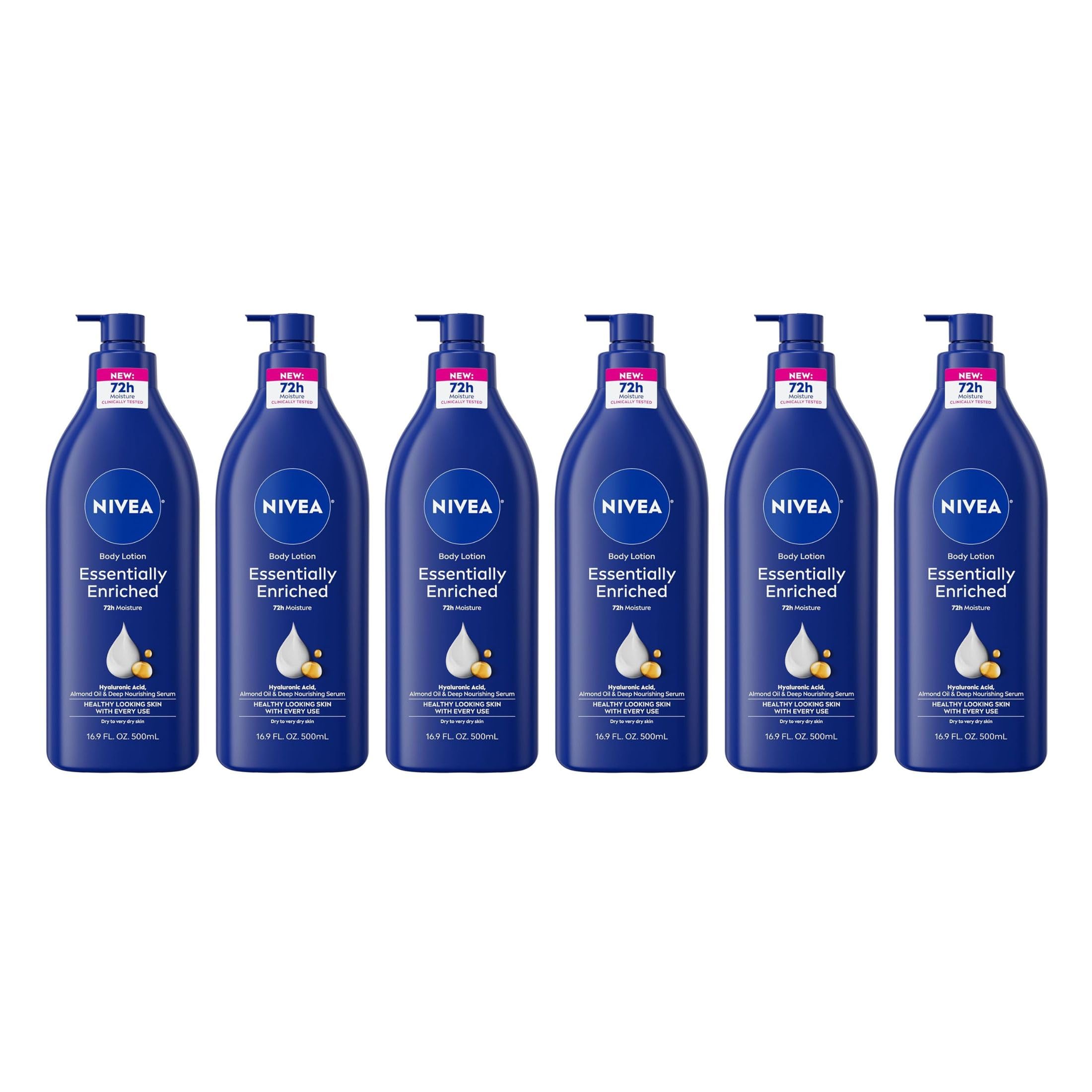 Nivea Lotion Essentially Enriched 16.9 Ounce Pump (Very Dry Skin) (500ml) (6 Pack)