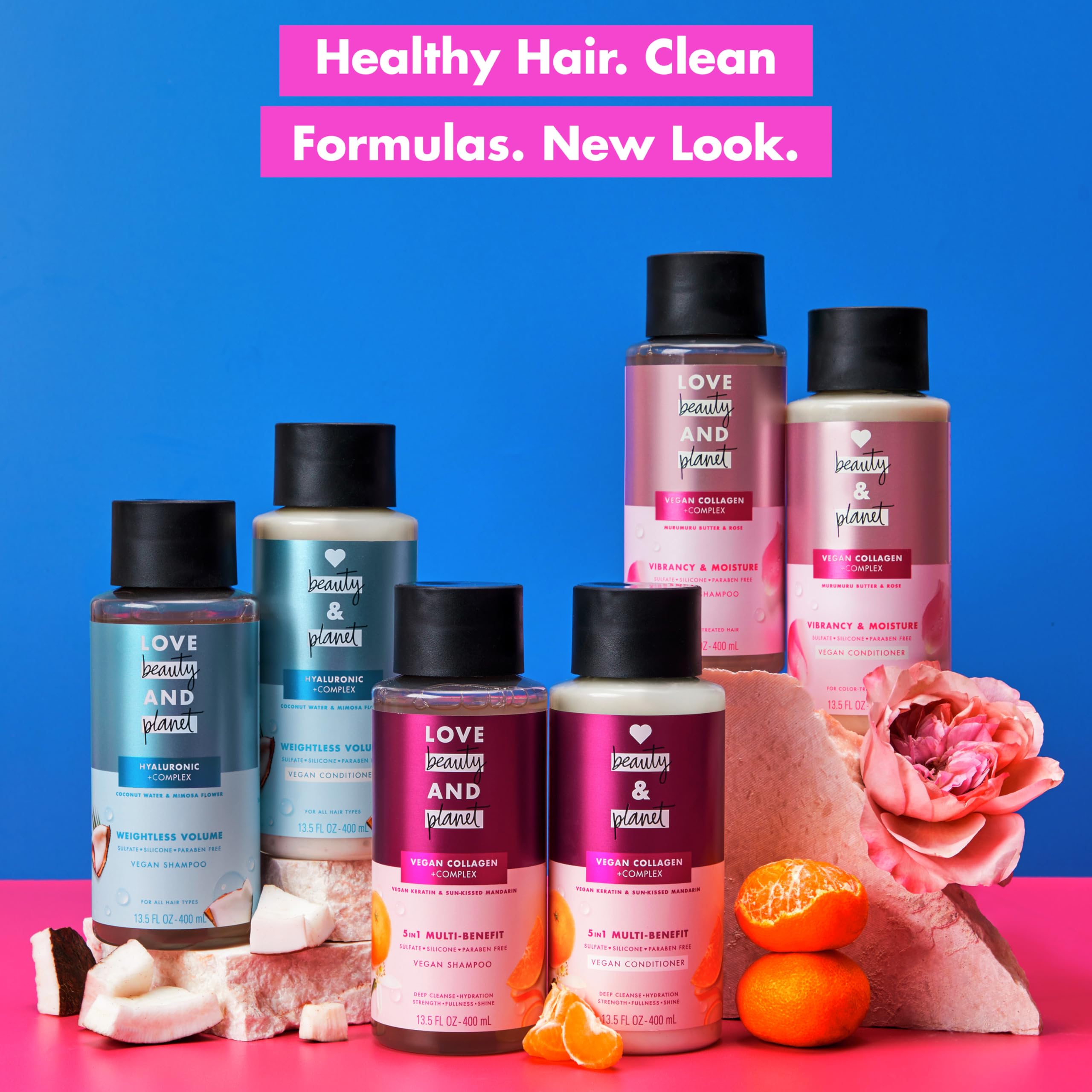 Love Beauty and Planet 5-in-1 Multi-Benefit Conditioner Vegan Keratin Collagen & Sun-Kissed Mandarin, for a Deep Cleanse, Hydration, Strength, Fullness, & Shine, 13.5 fl oz