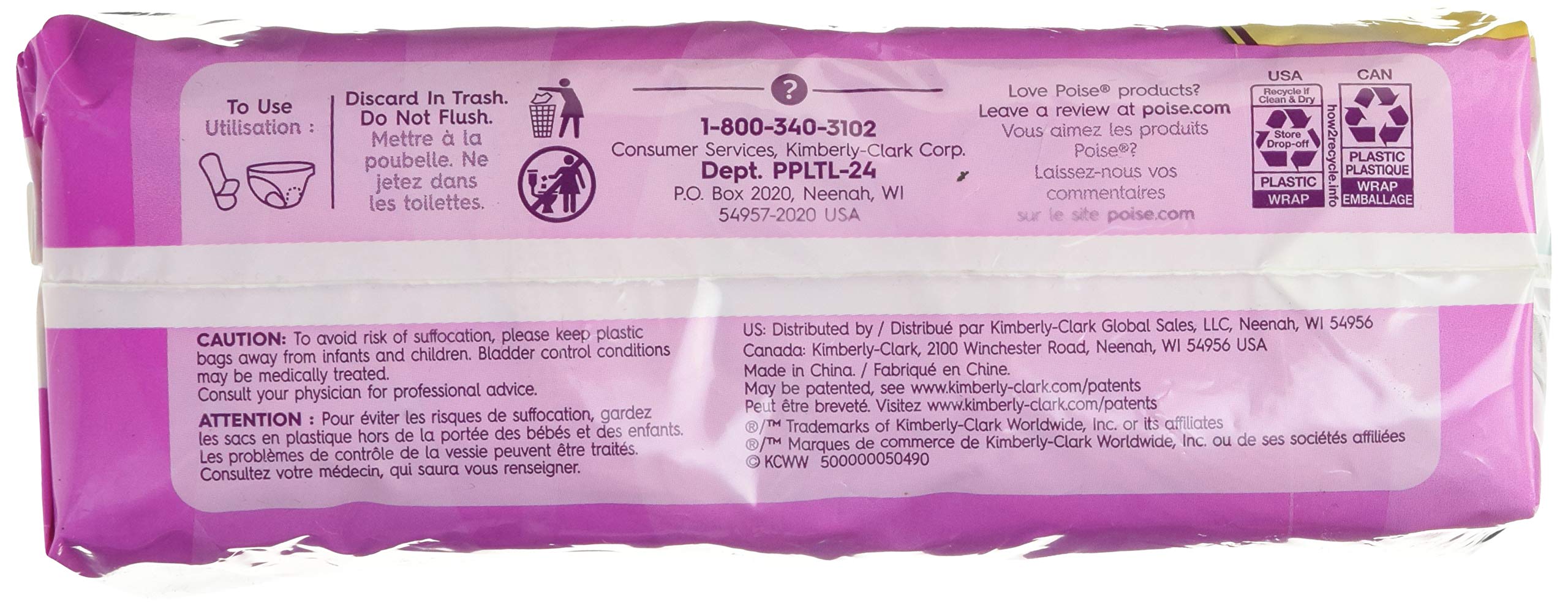 Poise Incontinence Ultra Thins Light Absorbency, 24 Count