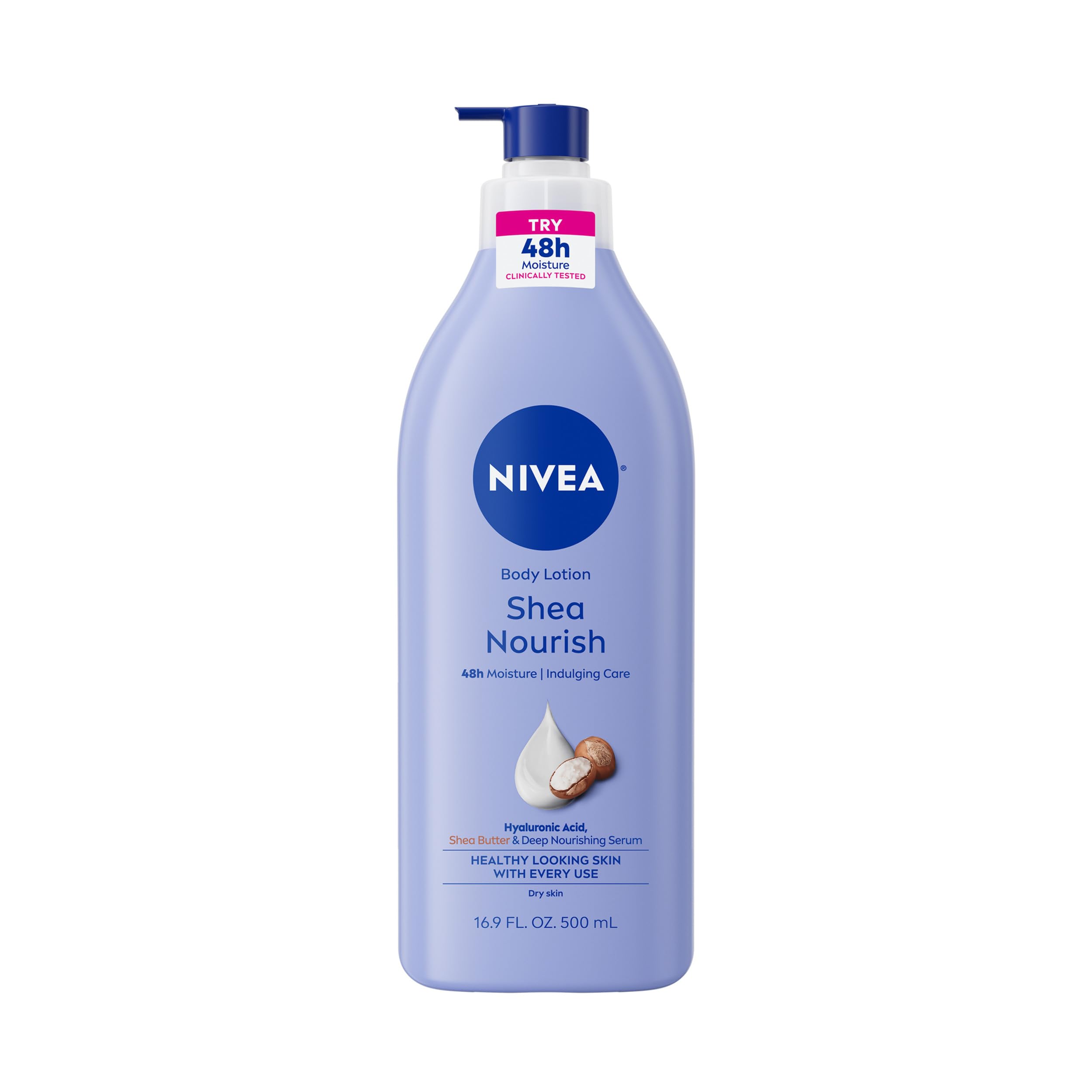 NIVEA Cocoa Butter Body Lotion for Dry Skin with Hyaluronic Acid, Cocoa Butter and Deep Nourishing Serum, 72-Hour Body Moisturizer, 16.9 Fl Oz Pump Bottle