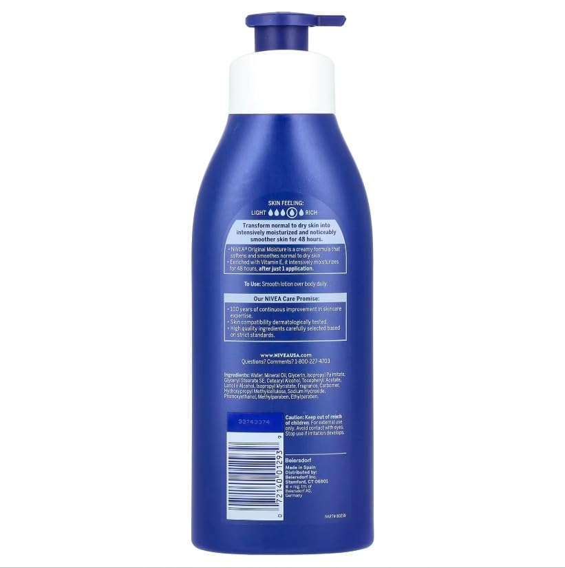 NIVEA Lotion Original Daily Moisture 16.9 Ounce Pump (Normal to Dry Skin) (500ml) (6 Pack)