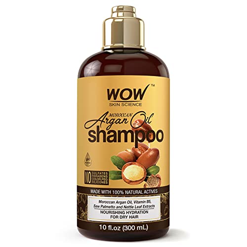 WOW Skin Science Moroccan Argan Oil Shampoo, Sulfate Free and Moisturizing Shampoo for Dry Damaged Hair for Women & Men, 10.1 Fl Oz