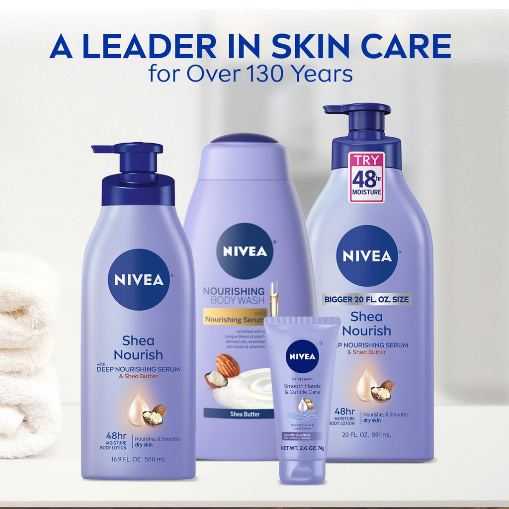 NIVEA Cocoa Butter Body Lotion for Dry Skin with Hyaluronic Acid, Cocoa Butter and Deep Nourishing Serum, 72-Hour Body Moisturizer, 16.9 Fl Oz Pump Bottle