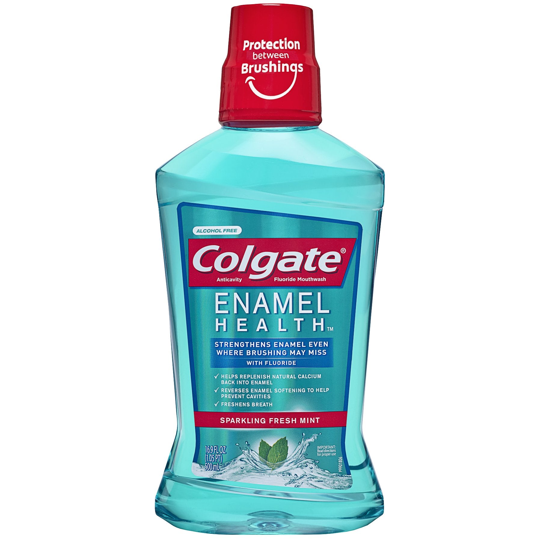 Colgate Enamel Health Anticavity Fluoride Sparkling Fresh Mint Mouthwash, 16.9 Ounce