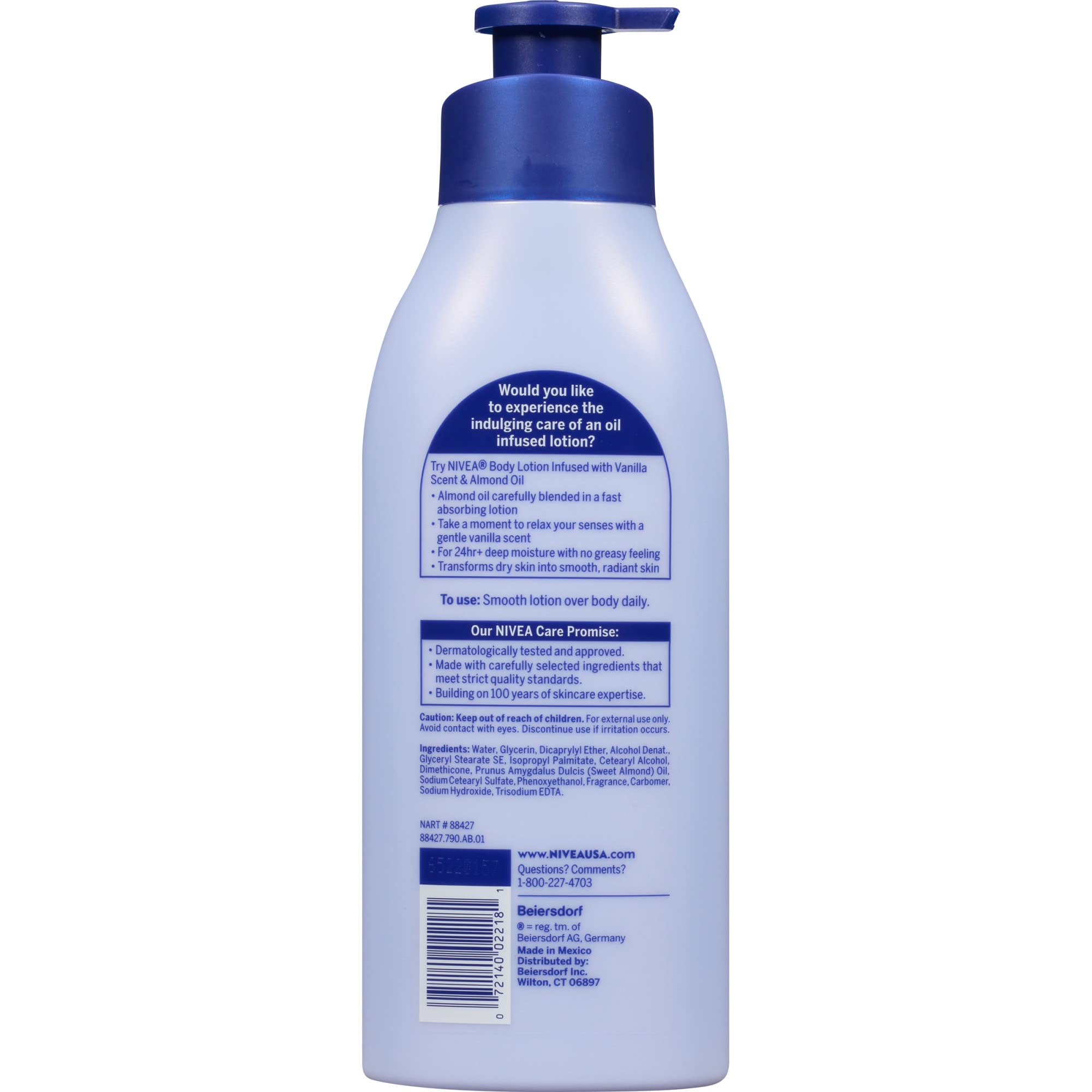 Nivea Lotion Oil-Infused Vanilla/Almond Oil 16.9 Ounce Pump (500ml)