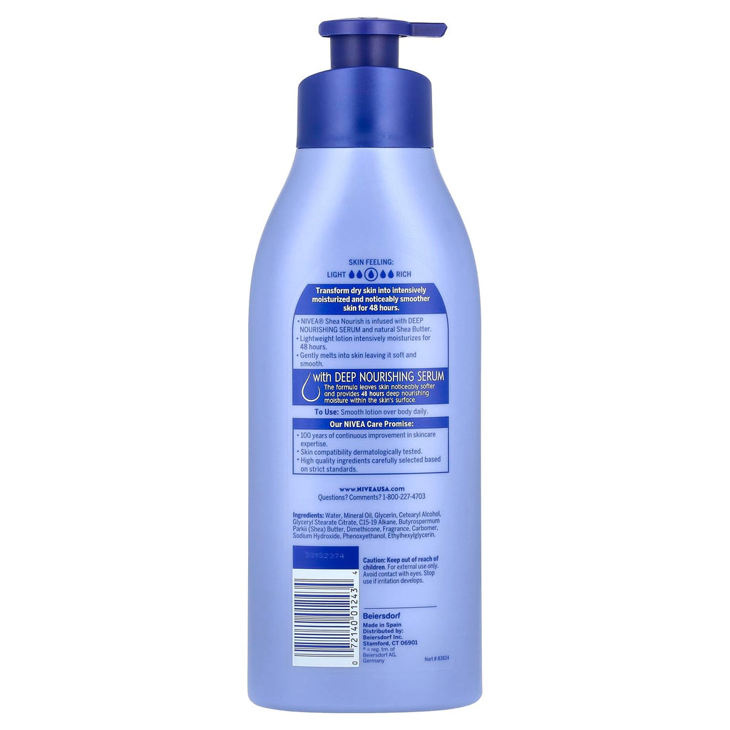 Nivea Shea Daily Moisture Body Lotion 16.9 Ounce Pump (Dry Skin) (500ml) (3 Pack) - Packaging May Vary