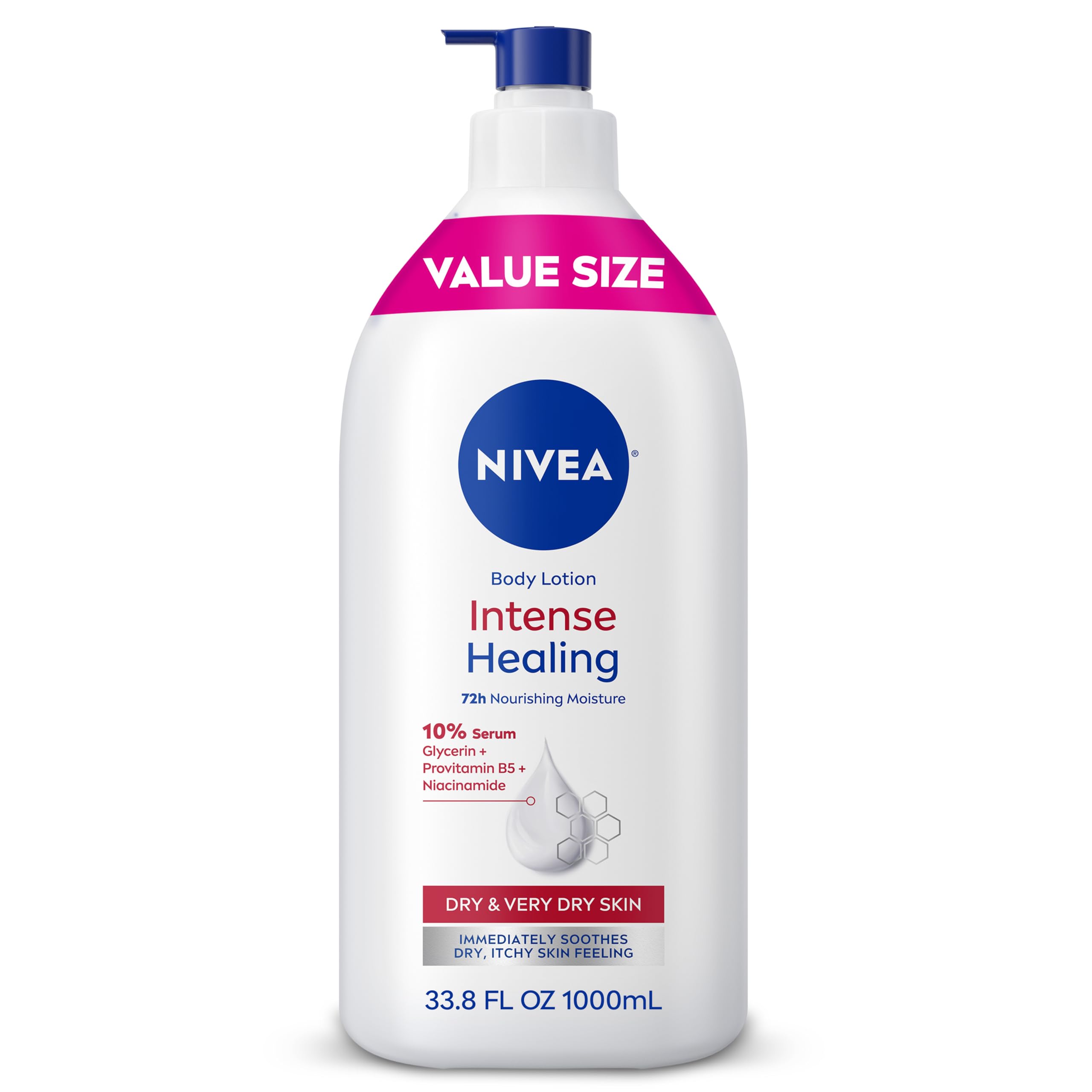 NIVEA Intense Healing Body Lotion for Very Dry, Itchy Skin with Glycerin, Provitamin B5 and Niacinamide