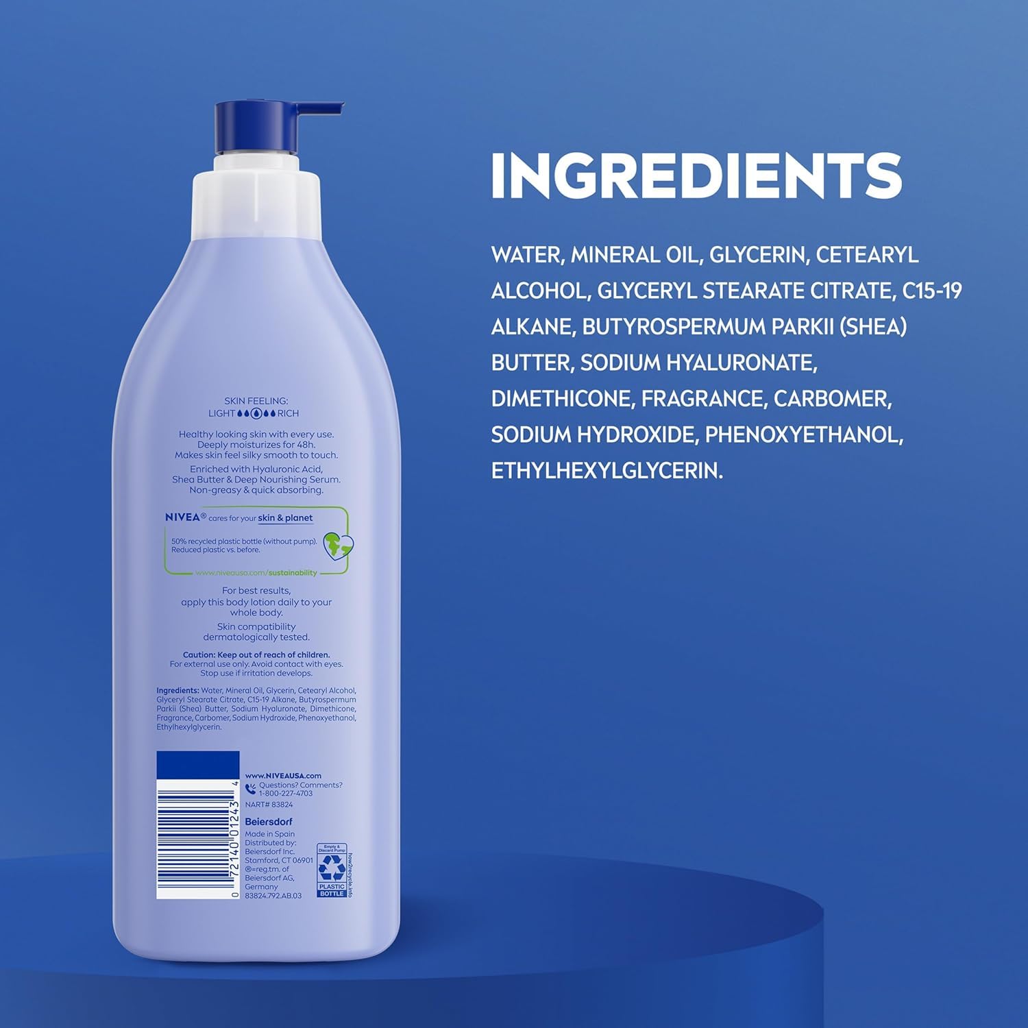 Nivea Shea Daily Moisture Body Lotion 16.9 Ounce Pump (Dry Skin) (500ml) (6 Pack) - Packaging May Vary
