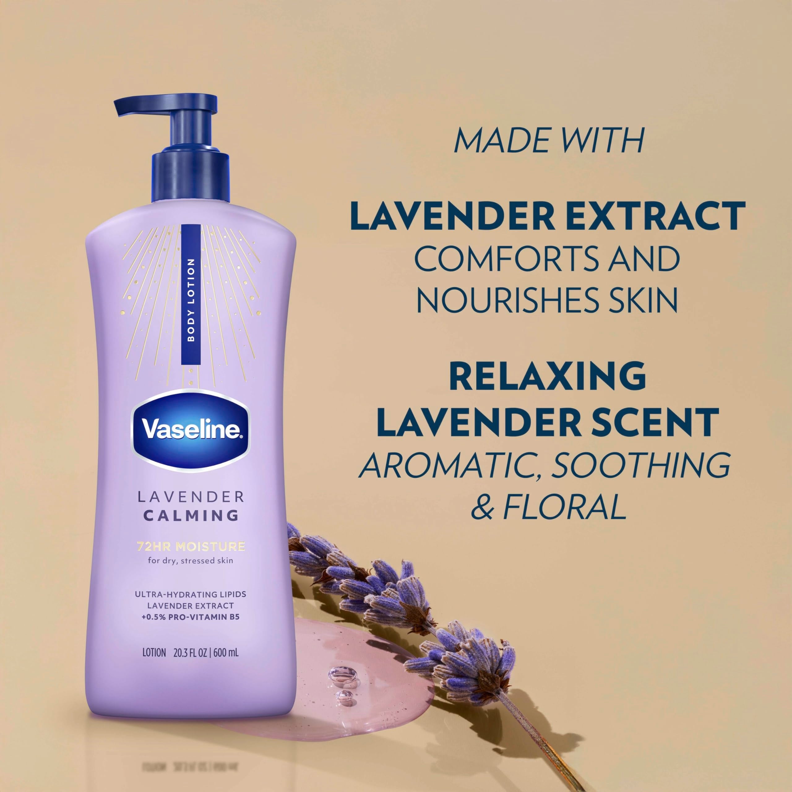 Vaseline Intensive Care Calm Healing Body Lotion for Dry Skin with Ultra-Hydrating Lipids and Lavender Extract to Heal Restore 20.3 oz