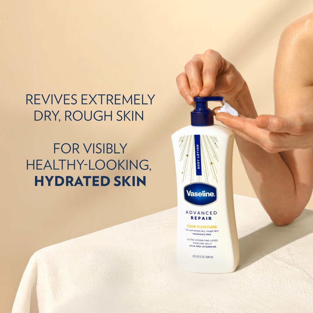 Vaseline Advanced Repair Body Lotion Advanced Repair Unscented for Dry Skin Lotion Made with Ultra-Hydrating Lipids and Vaseline Jelly That Repairs Extremely Dry Skin 20.3 Fl oz