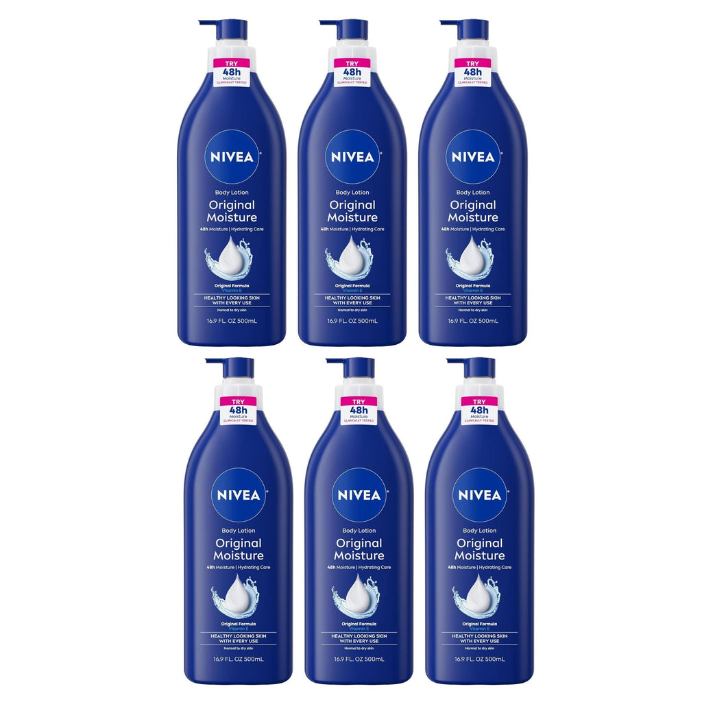 NIVEA Lotion Original Daily Moisture 16.9 Ounce Pump (Normal to Dry Skin) (500ml) (6 Pack)