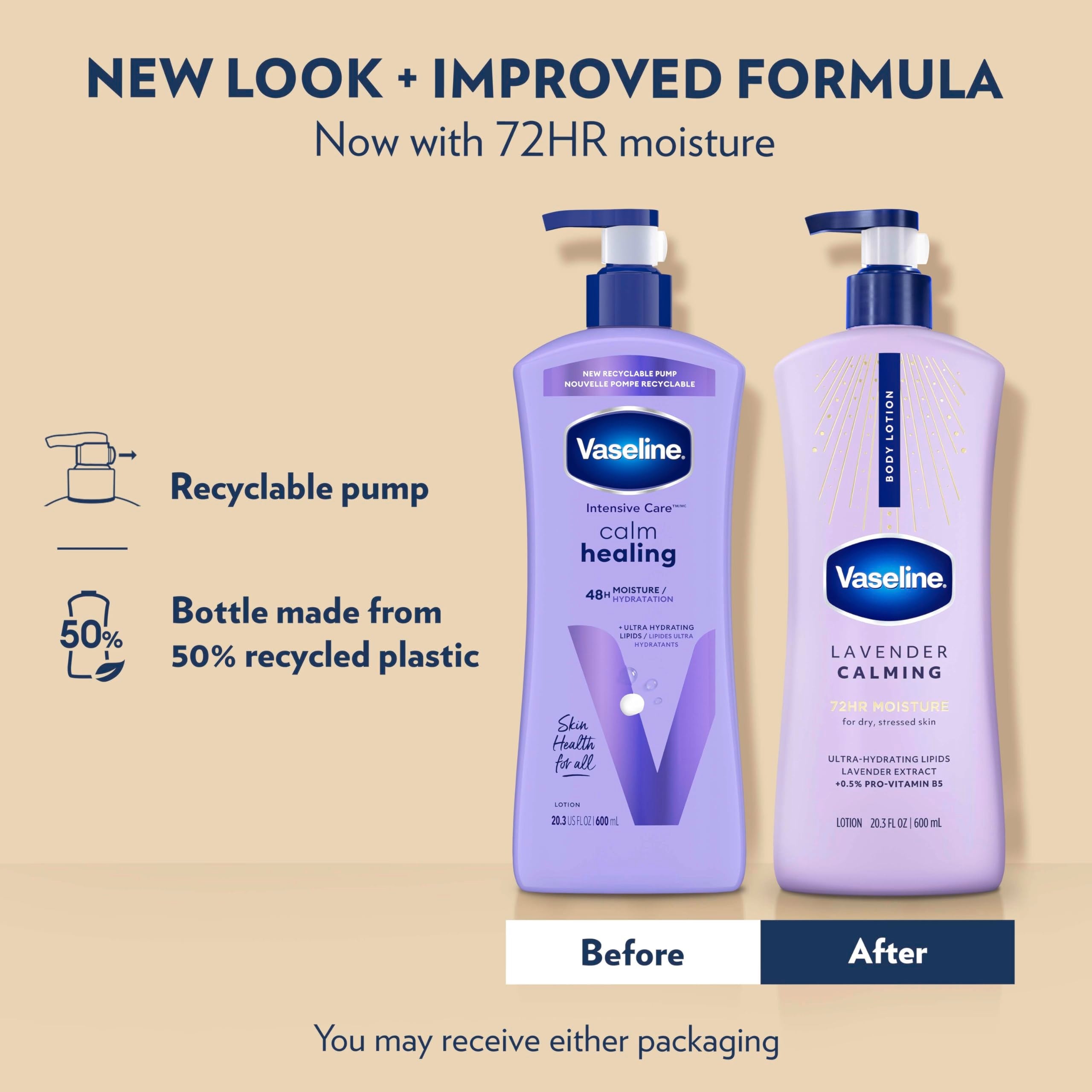 Vaseline Intensive Care Calm Healing Body Lotion for Dry Skin with Ultra-Hydrating Lipids and Lavender Extract to Heal Restore 20.3 oz
