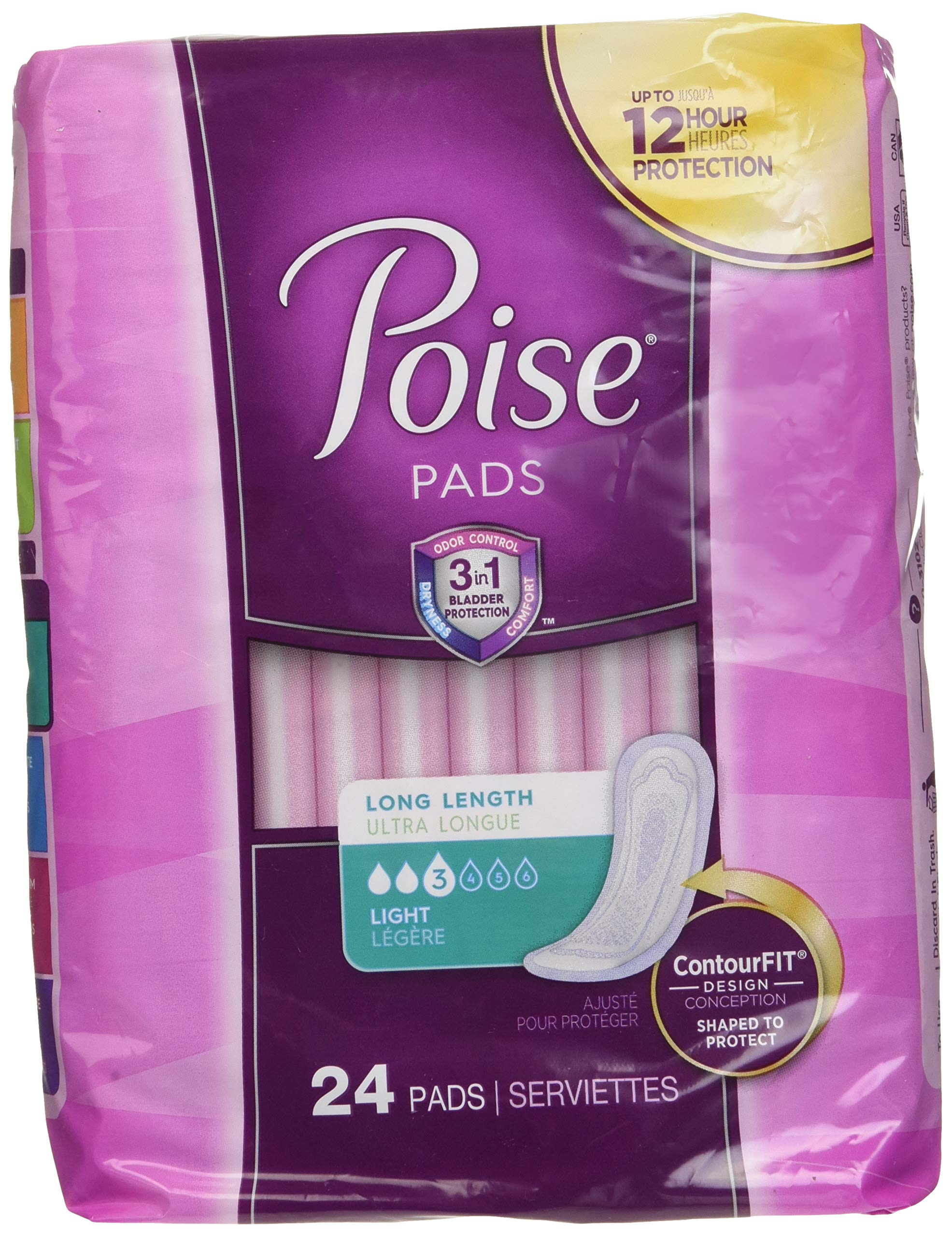 Poise Incontinence Ultra Thins Light Absorbency, 24 Count