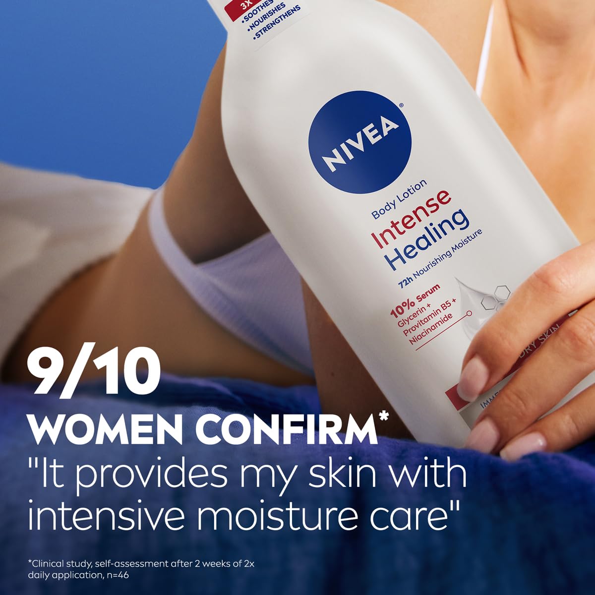 NIVEA Intense Healing Body Lotion for Very Dry, Itchy Skin with Glycerin, Provitamin B5 and Niacinamide