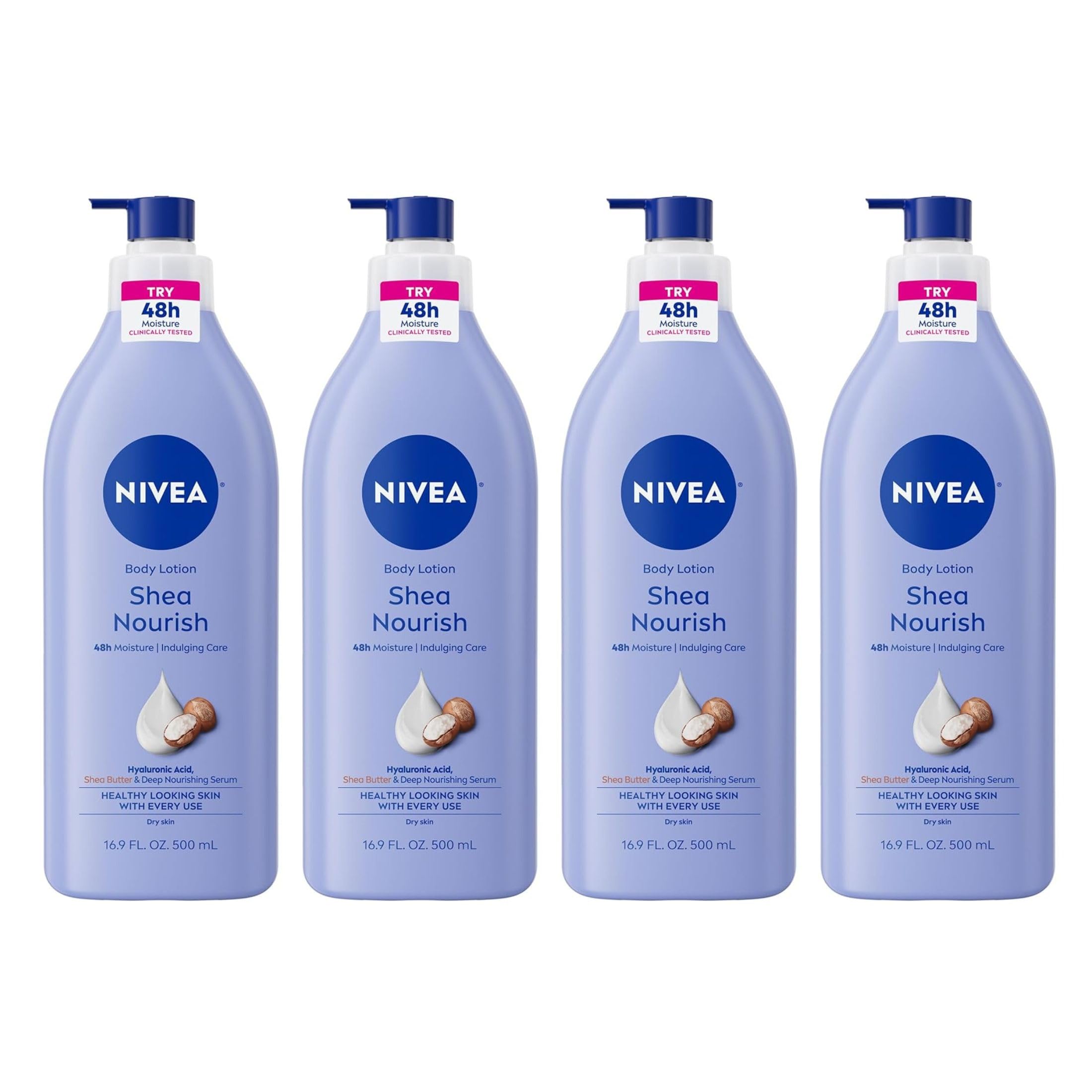 NIVEA Shea Daily Moisture Body Lotion, 16.9 oz (Pack of 4)