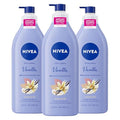NIVEA Oil Infused Vanilla and Almond Oil Body Lotion for Women, Fast-Absorbing and Non-Greasy Vanilla Scented Lotion Moisturizes for 48 Hours, 16.9 Fl Oz Pump Bottle, Pack of 3