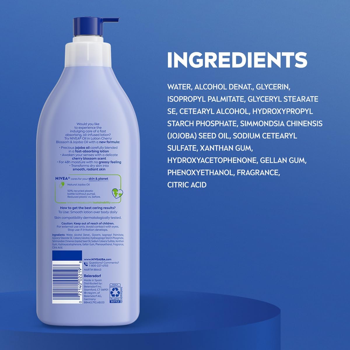 NIVEA Oil Infused Lotion Coconut and Monoi Oil Body Lotion for Women, Fast-Absorbing and Non-Greasy Coconut Scented Lotion Moisturizes for 48 Hours, 16.9 Fl Oz Pump Bottle