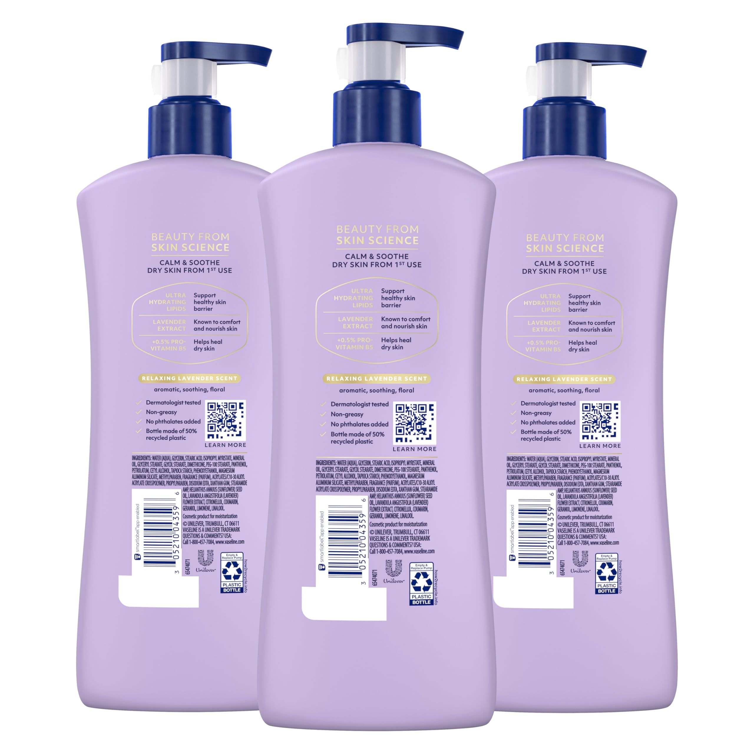 Vaseline Intensive Care Calm Healing Body Lotion for Dry Skin with Ultra-Hydrating Lipids and Lavender Extract to Heal Restore 20.3 oz